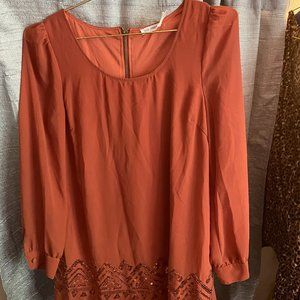 Blue Pepper Women's Dress Top Blouse Long Sleeve Lightweight-Small